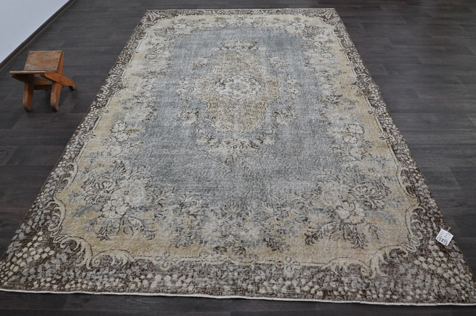 Oushak Turkish Vintage Rug 7×10 Kilim Rug Anatolian Handmade Boho Decor GRAY