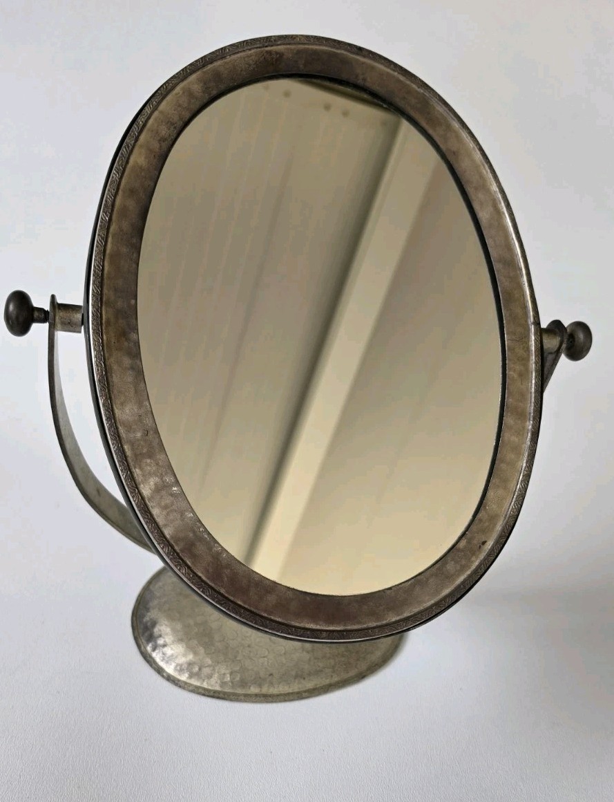 Pier One 2-sided Pivoting Tabletop Make-up Vanity Mirror Antique Silver Finish