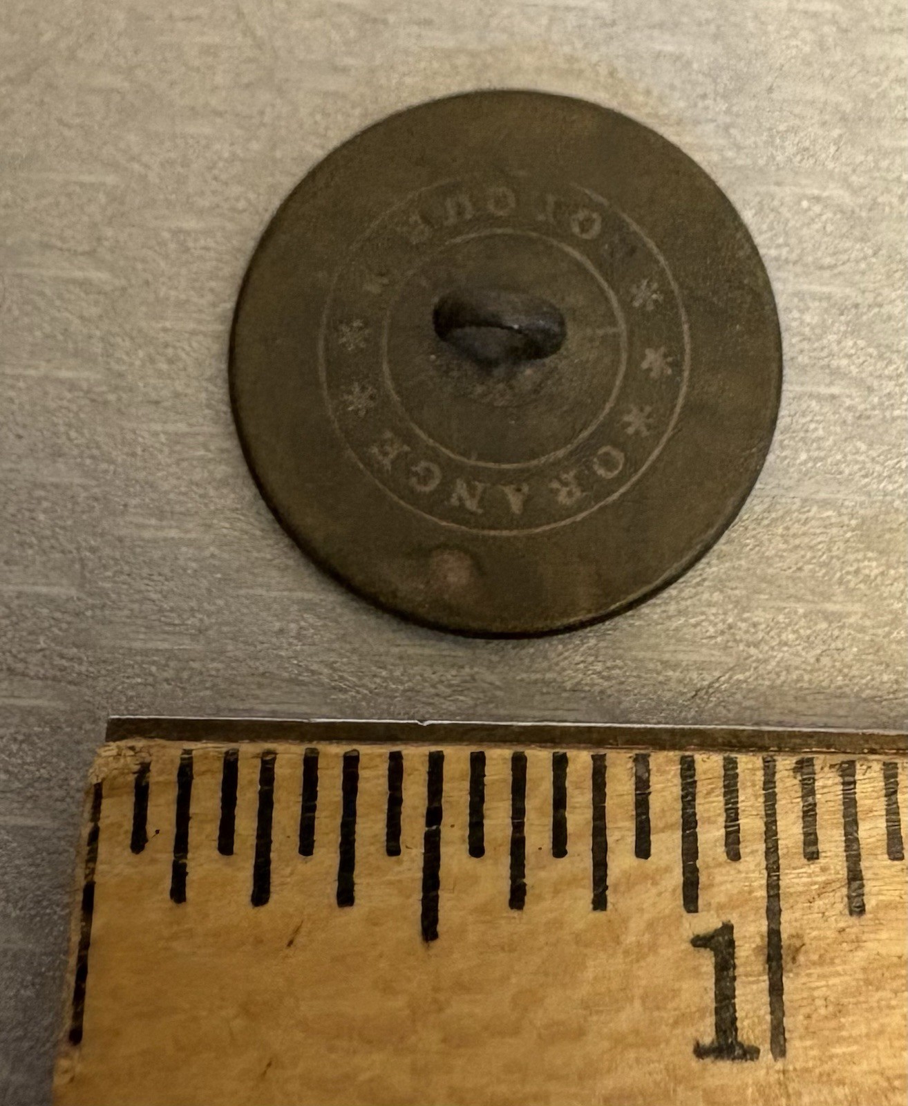 Antique Steel Plain Face Button Back Mark ORANGE COLOUR Military Uniform 24mm