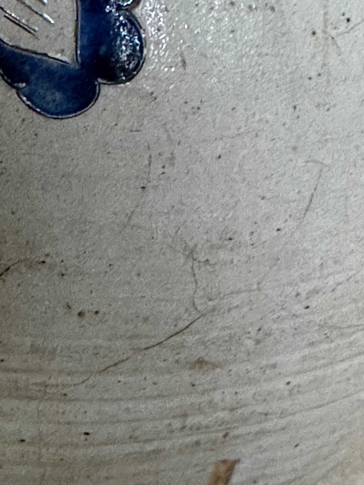 19th c. Westerwald 18” Stoneware Incised Salt Glazed Cobalt Blue Ovoid Bird Jug