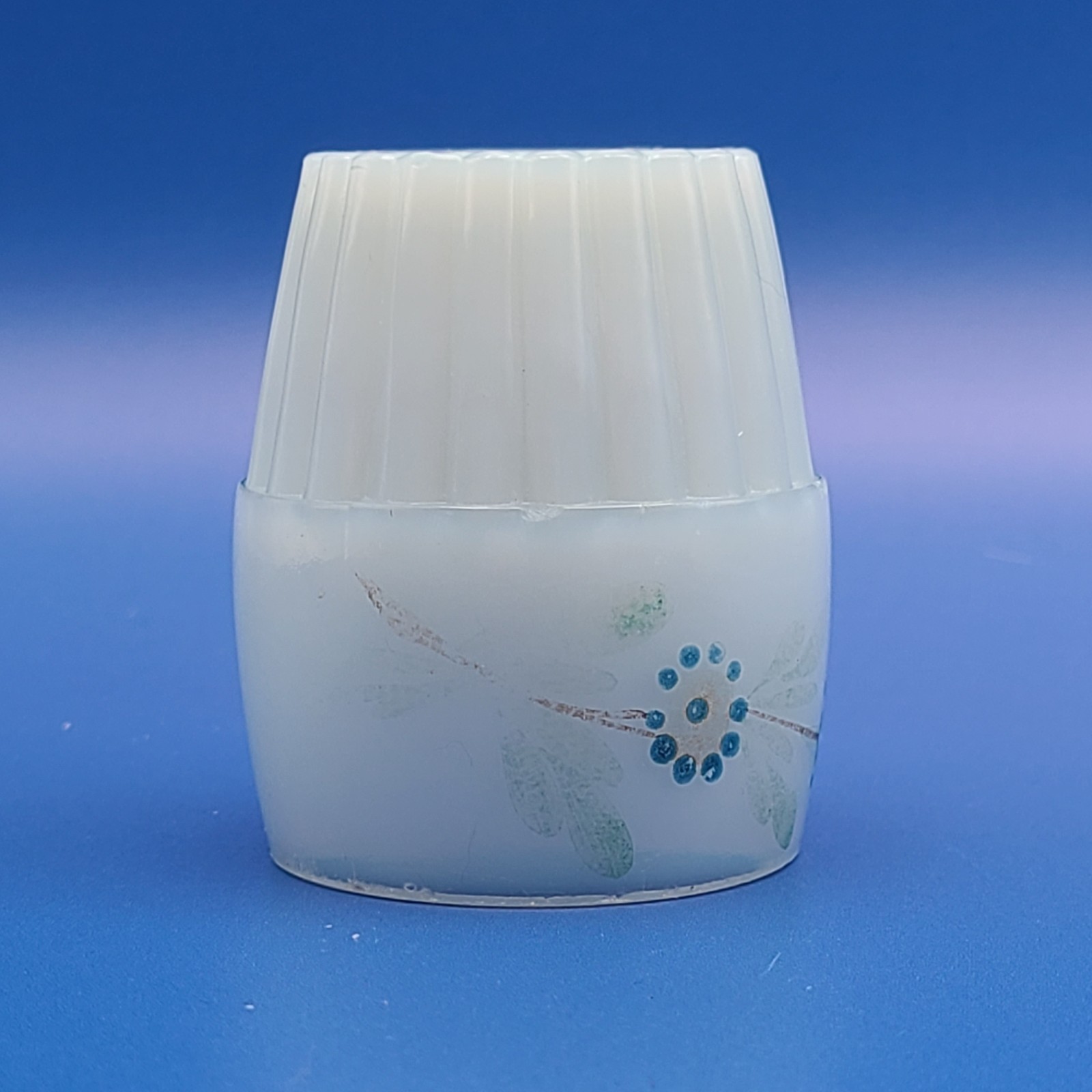 2 Victorian Hand Painted Ribbed Base Milk Glass Toothpick Holders FREE SHIPPING