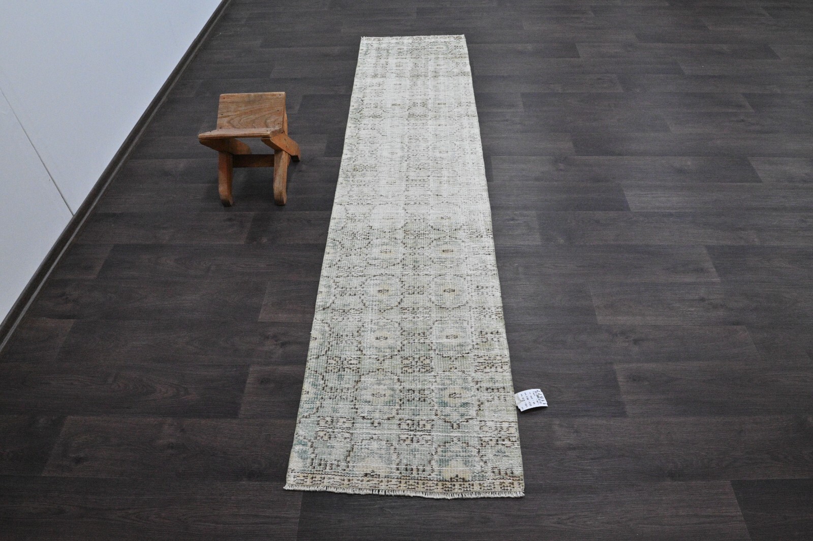 Vintage Turkish Runner Rug 2x8ft Wool Anatolian Handmade Hallway Oushak GREEN