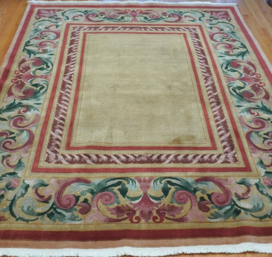 Chinese Tibetan Savonnerie Style hand knotted Wool Oriental Rug 7’8″ x 10′
