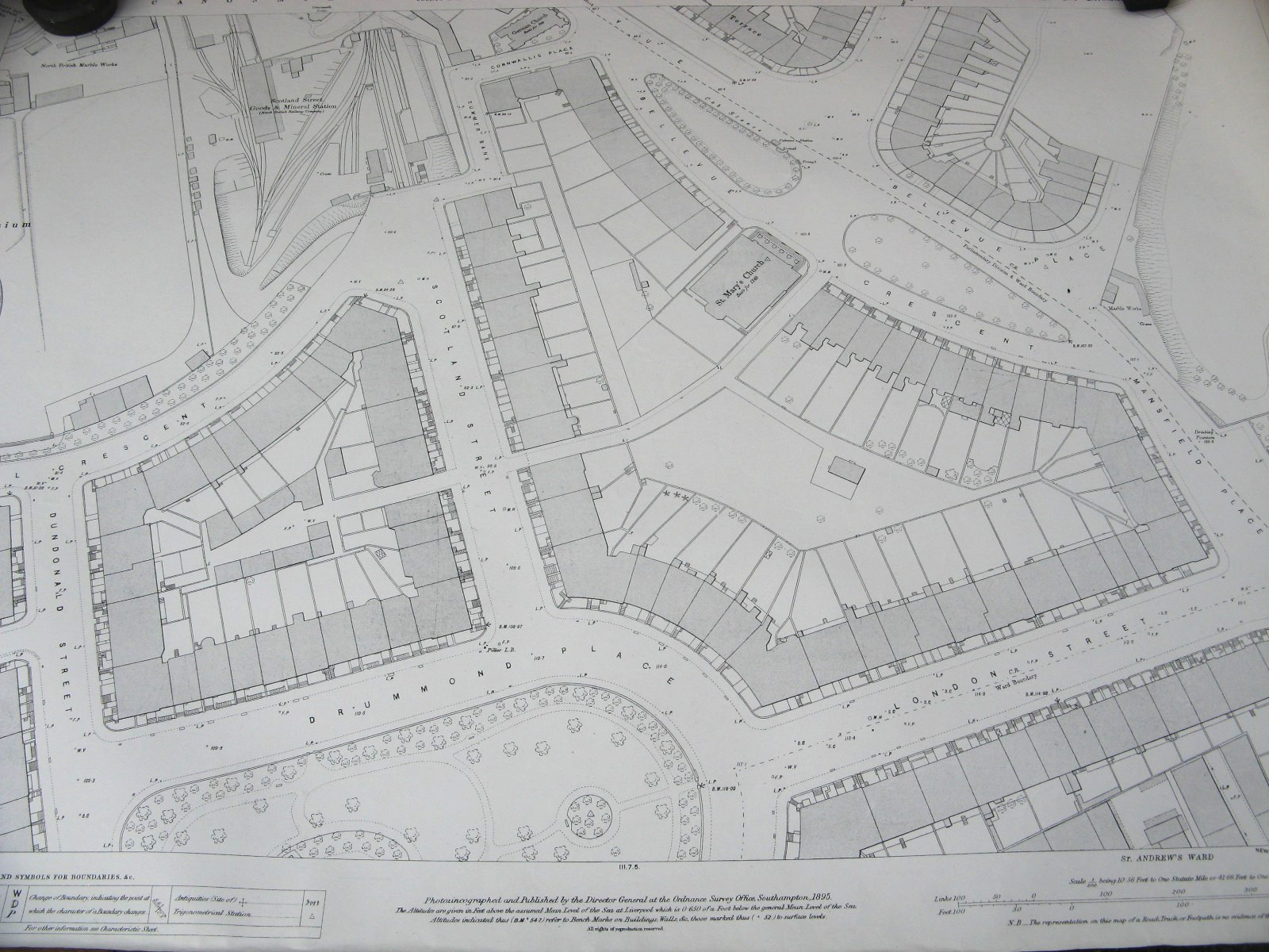 1895 Ordnance Survey Office Town Street Plan- Edinburgh Cannon Mills Map