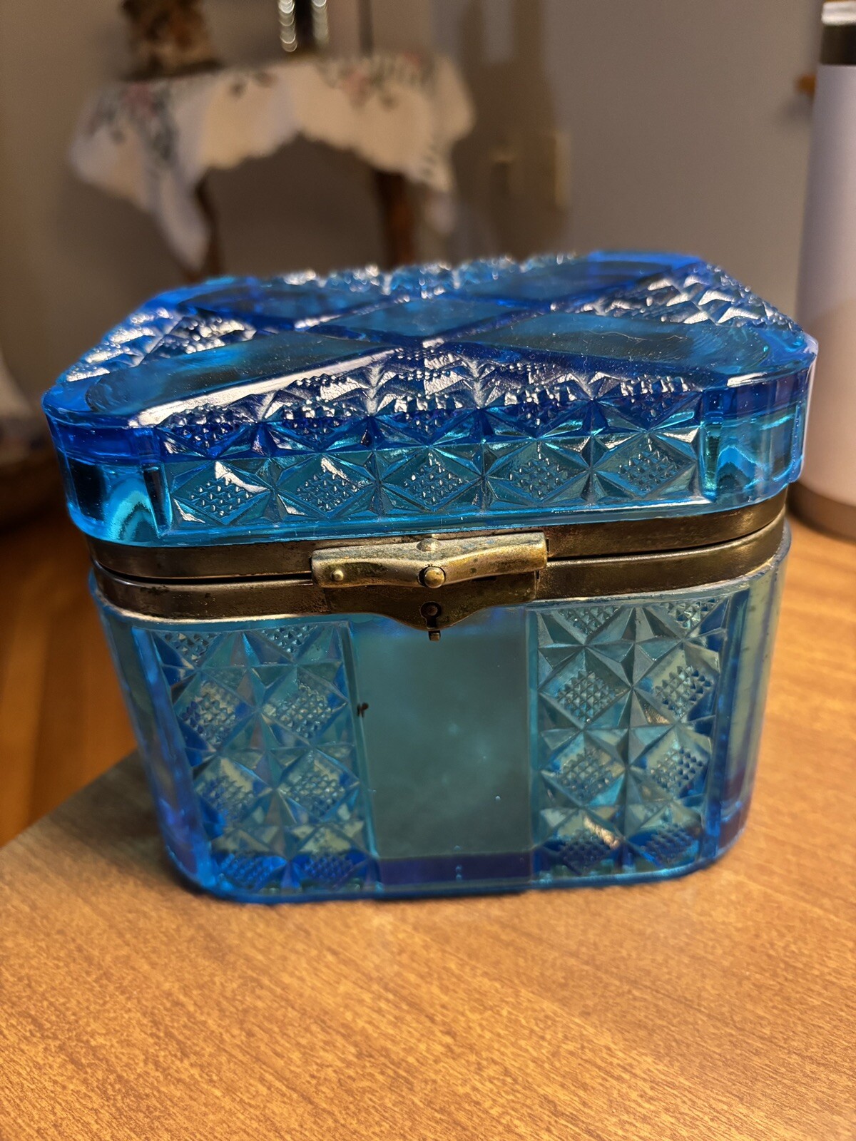 Maltsev Glassworks Russian Blue Trinket Box