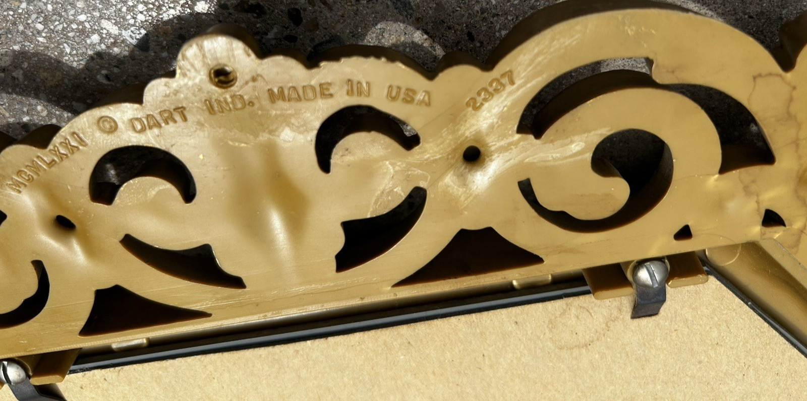 Vtg Hollywood Regency Gold Mirror 1964 Dart Co 22 x 15 Resin French Ornate 2337