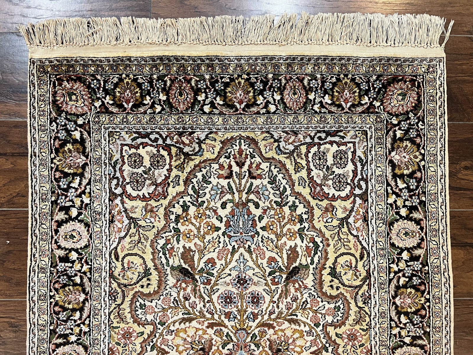 Silk Turkish Rug 3×5 Kayseri Tree of Life Birds Handmade Vintage Fine Carpet