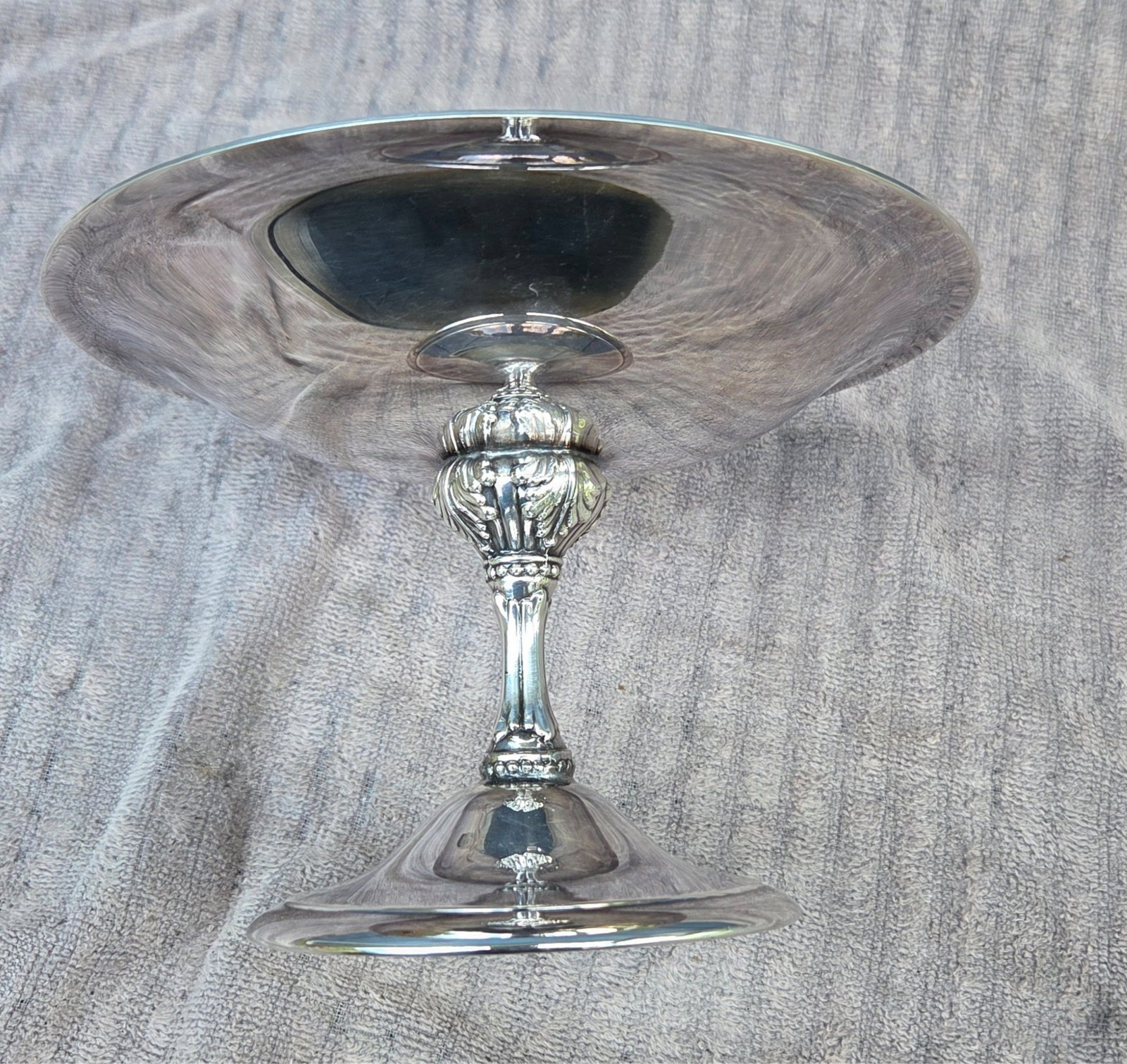 Reed & Barton 141 Silver Plate Compote Bowl Blue Enamel Mid Century MCM Vintage