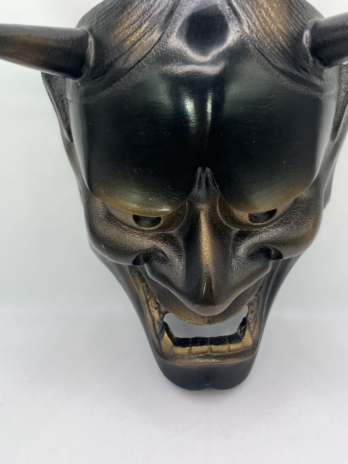 Vintage Japanese Iron Noh Hannya Iron Mask Takaoka-Doki Signed Collector’s 2.5lb