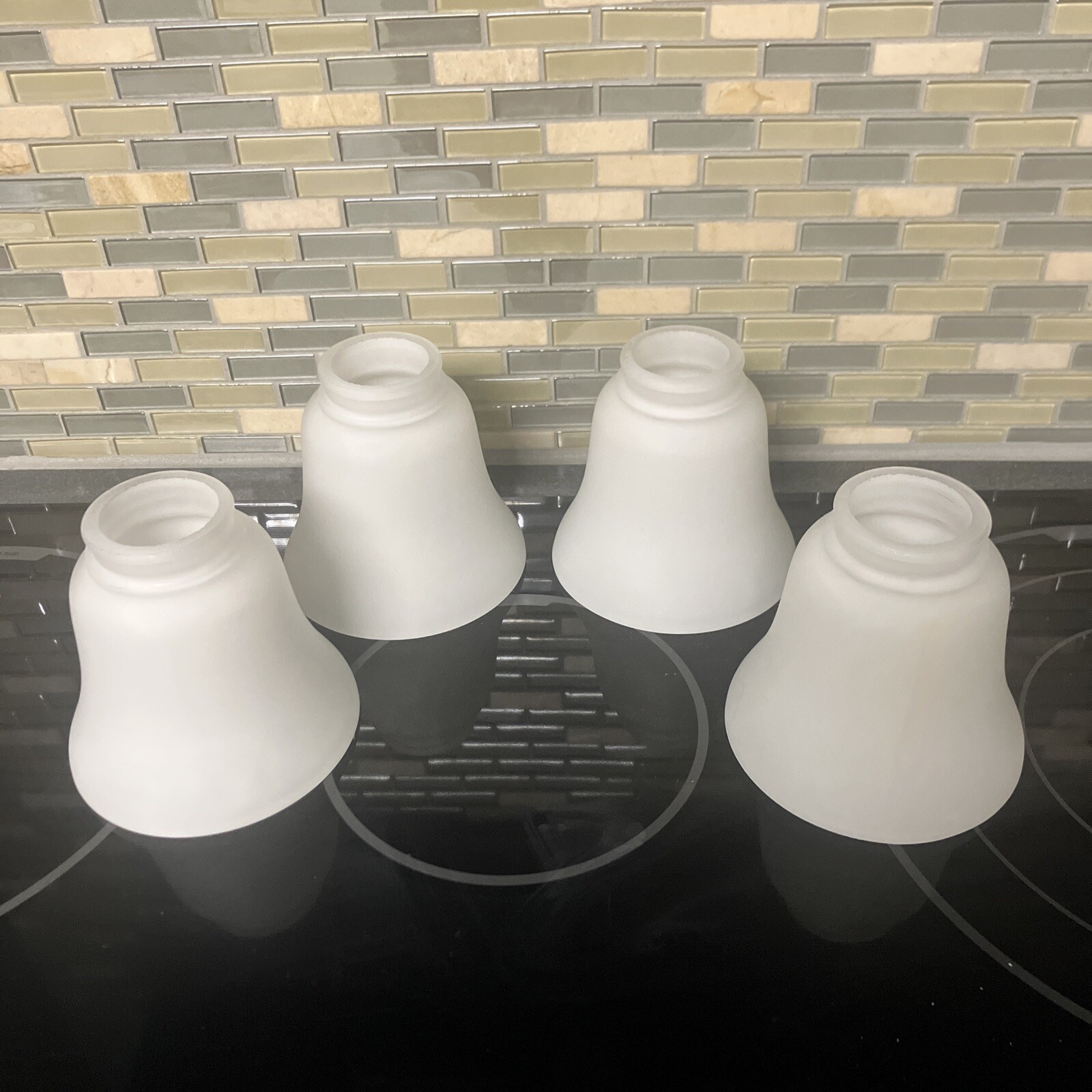 Lot of 4 – Vintage Frosted Glass 2” Fitter Lamp Light Fan Shade Diffuser Sconce