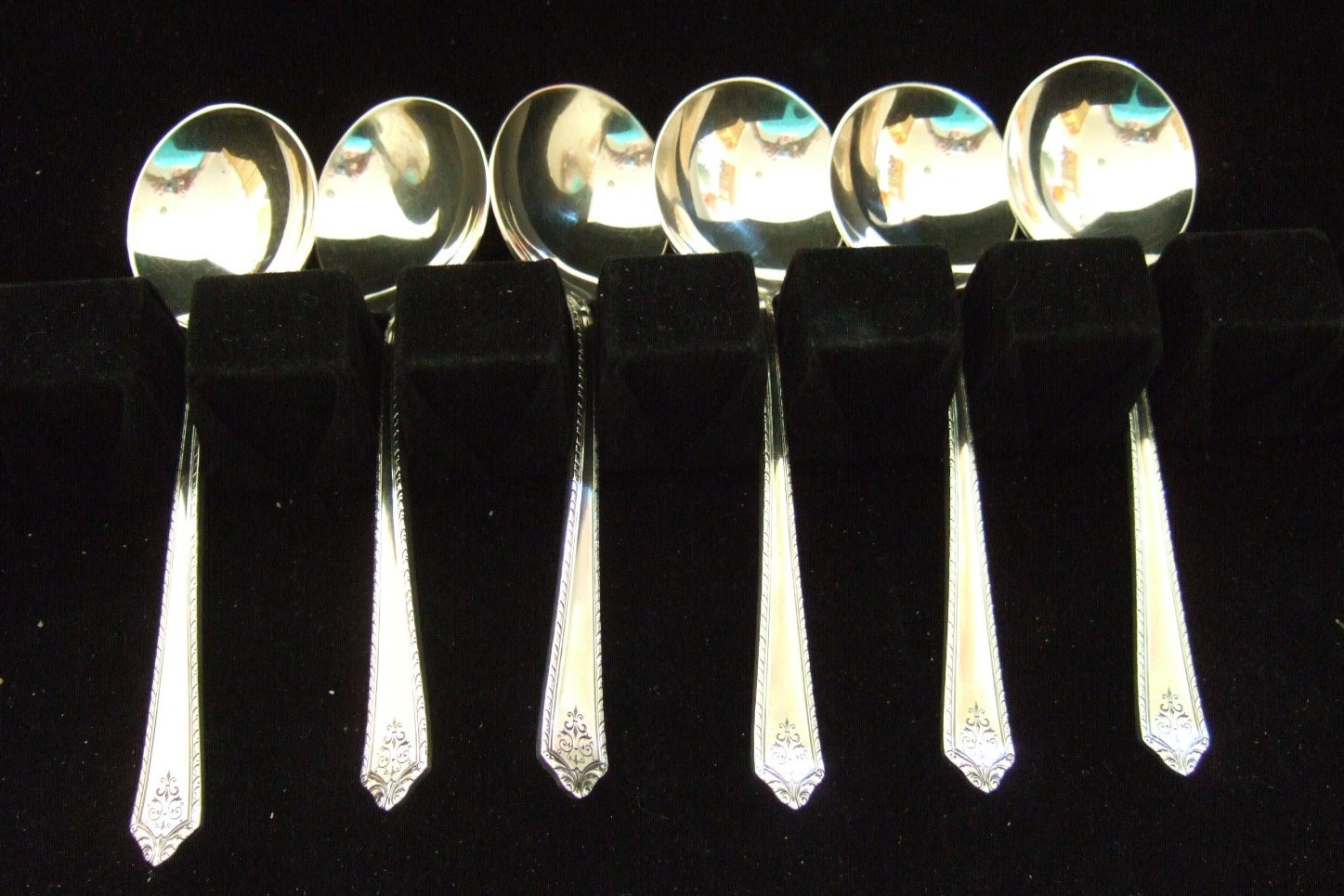 6 Round Bowl Bouillon Spoons PAGEANT 1927 Pattern Holmes & Edwards Silverplate