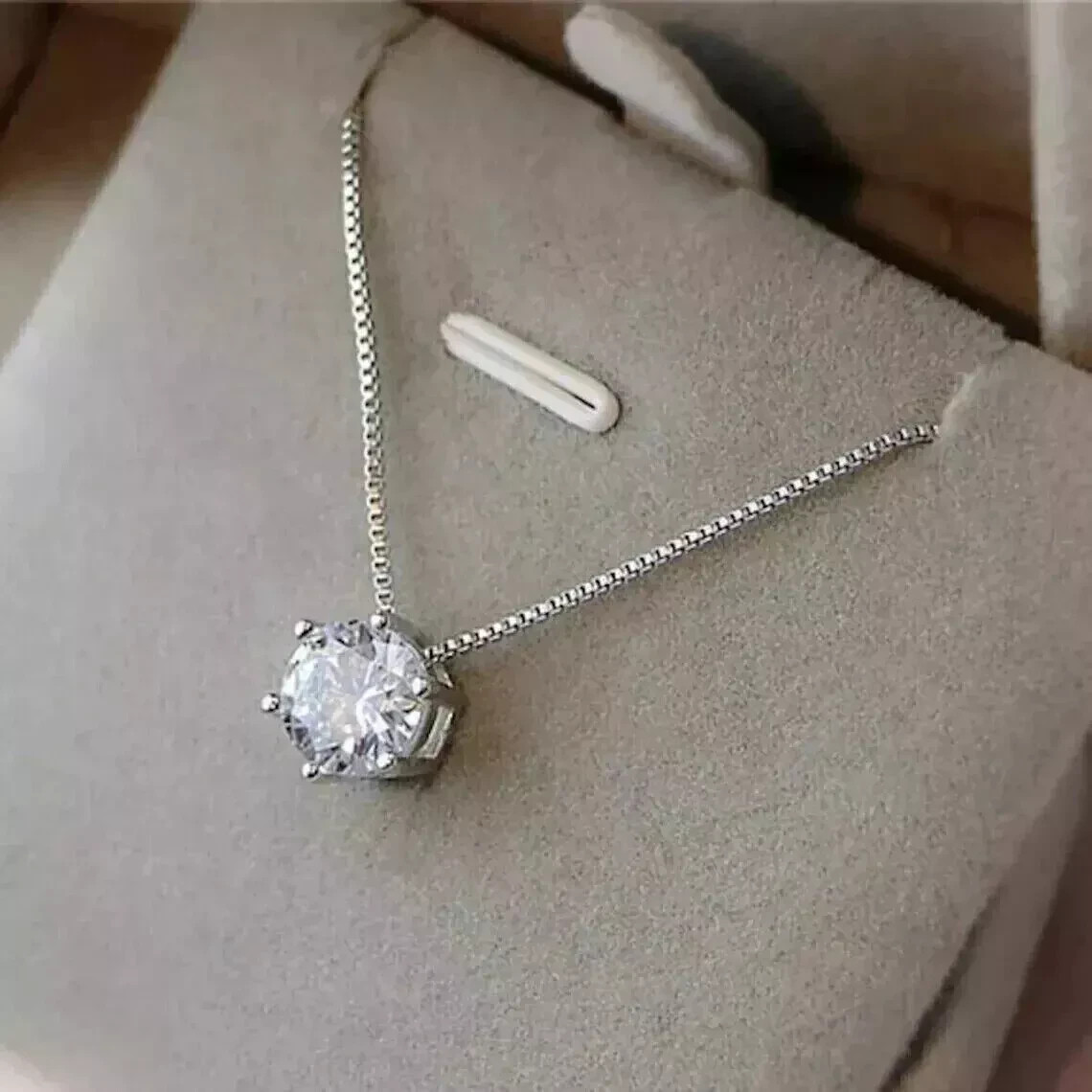 3CT Round Cut Diamond VVS1 Created Women’s Pendant Pretty 14K White Gold Finish