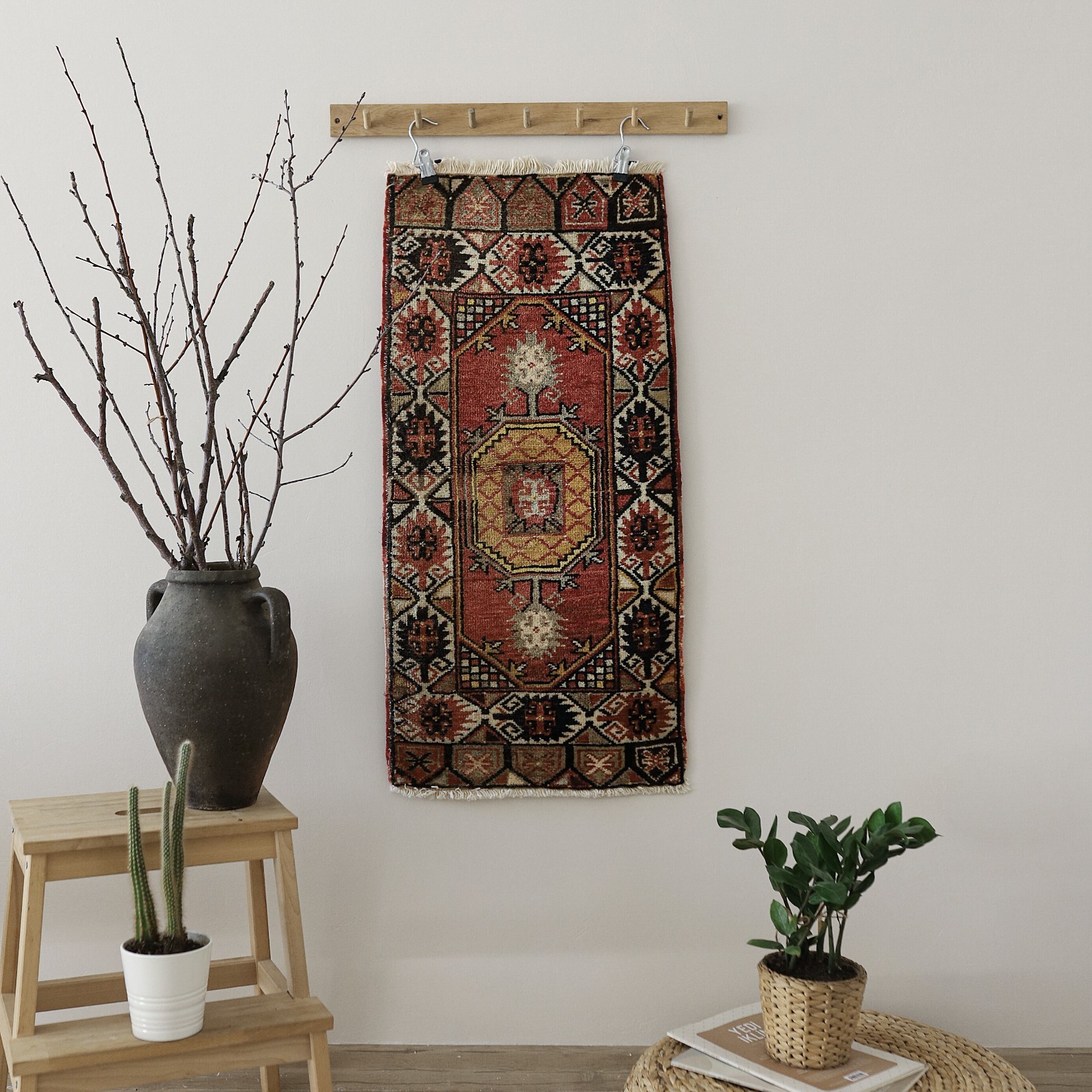 Natural Rug 2×4 ft, Vintage Mini Rug, Handmade Anatolian Rug,Wool Door Mat