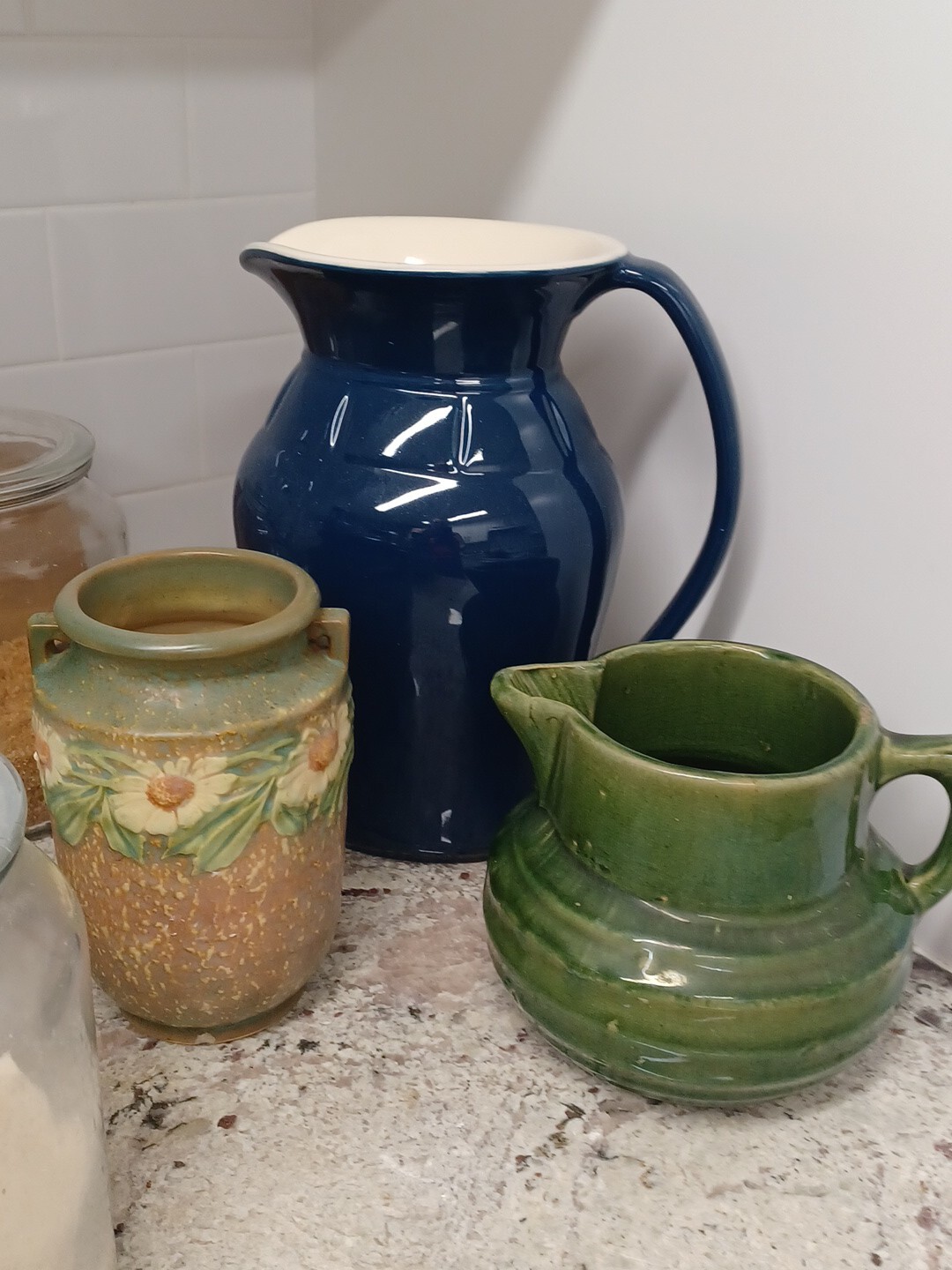 Primitive McCoy BATTER PITCHER Ring-ware Jug Green Vintage