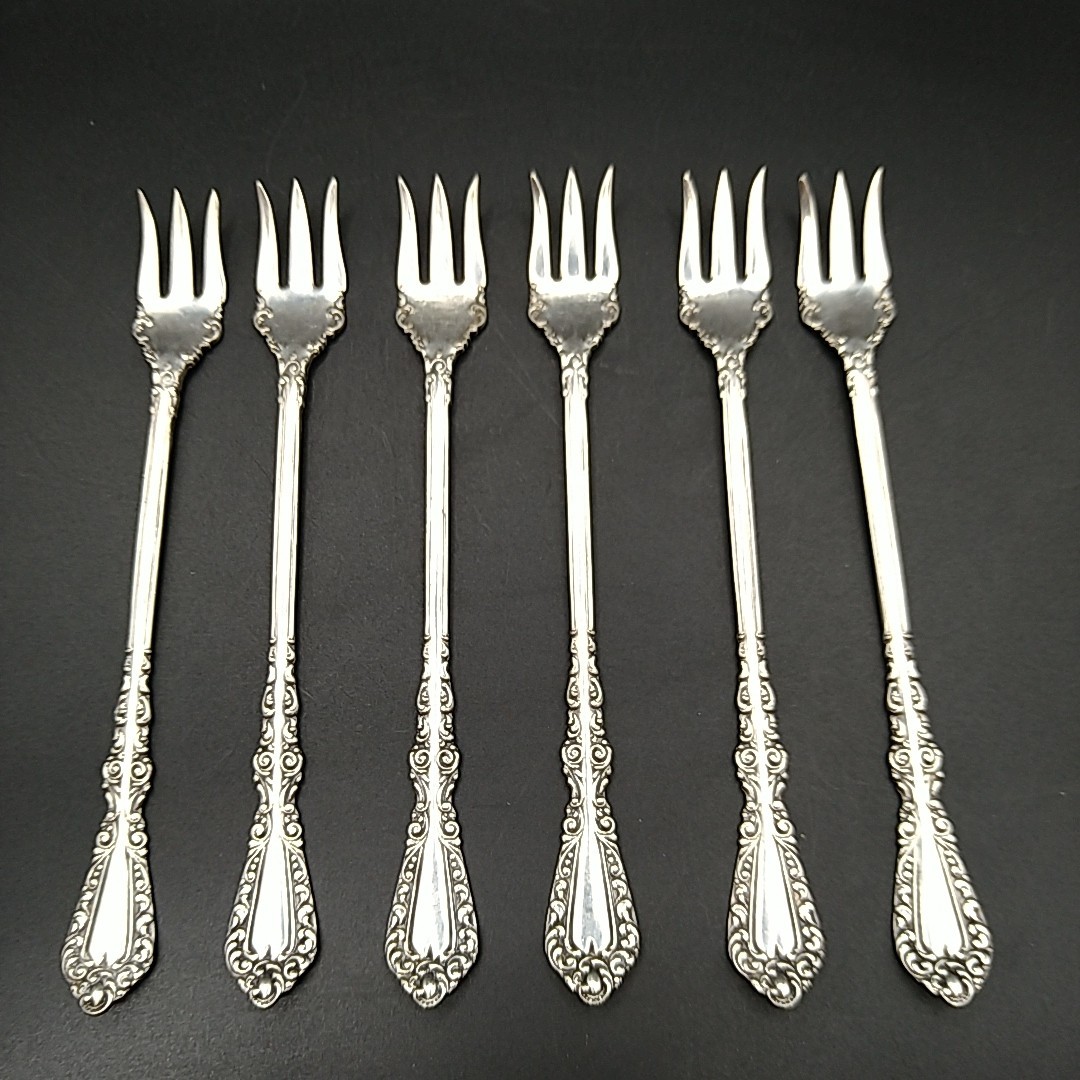 1860’s Rogers Floral Ornate Seafood Forks Rogers ⚓AA Silver 6″ Set Of 6