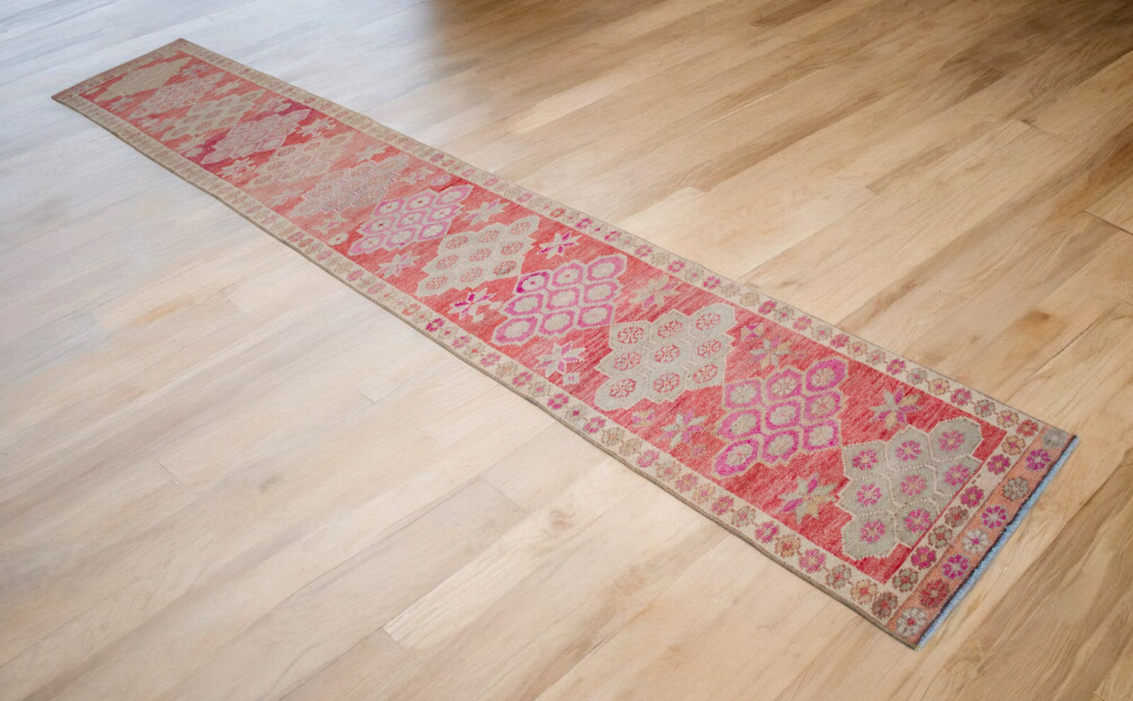 2×13 ft Runner Turkish Oushak Rug HandMade Narrow Hallway Rug actual: 2×12.8 ft