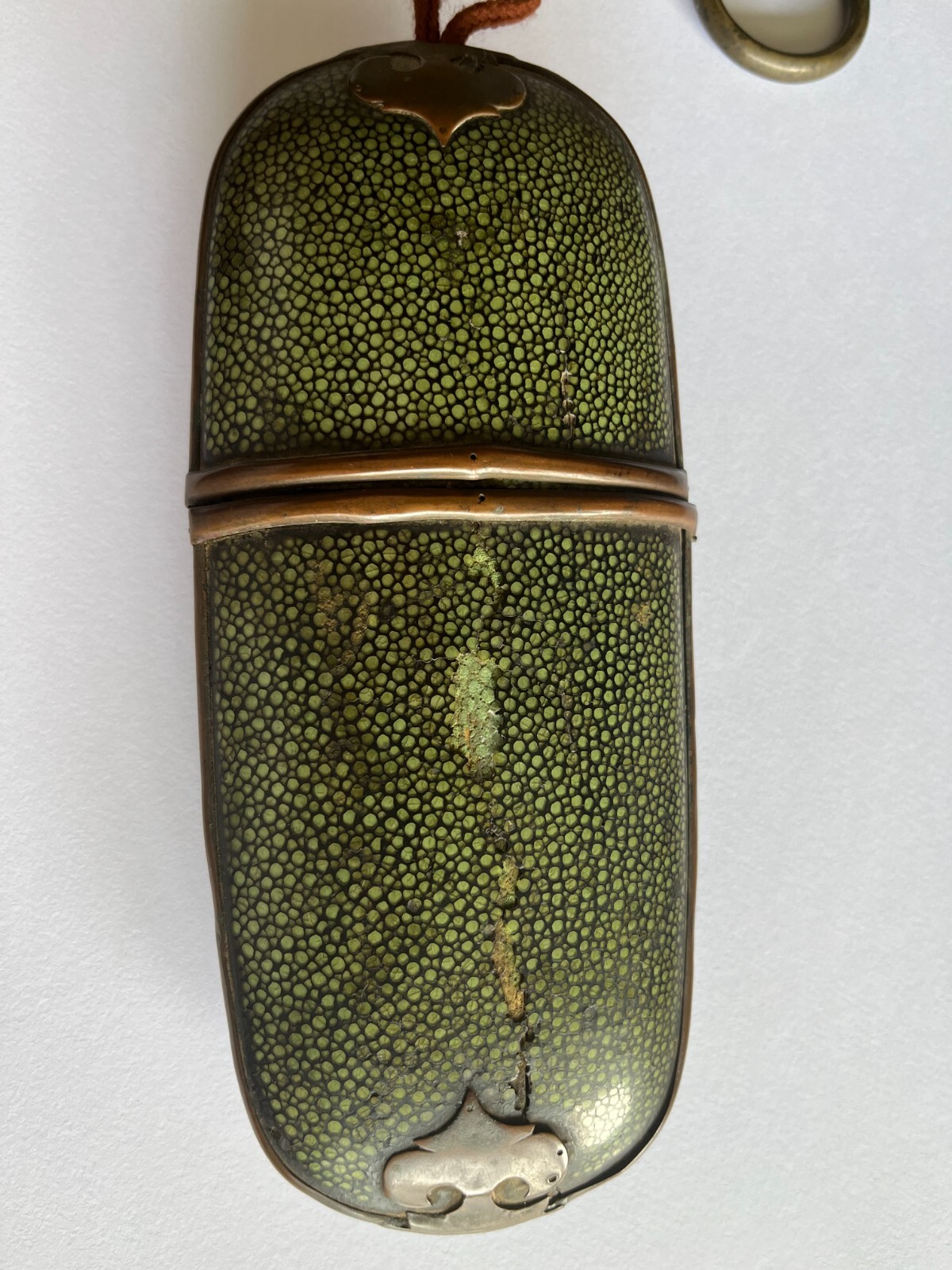 👍 19TH CENTURY CHINA CHINESE SHAGREEN EYE GLASS SPECTACLE CASE BOX 1