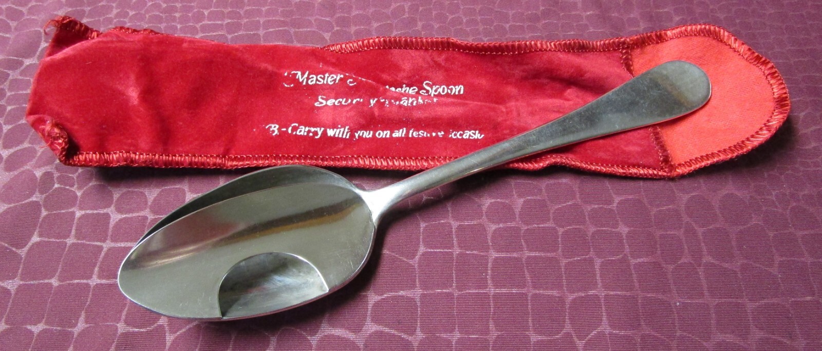 Antique Silverplate Mustache Spoon in Original Red Felt Bag Reed & Barton