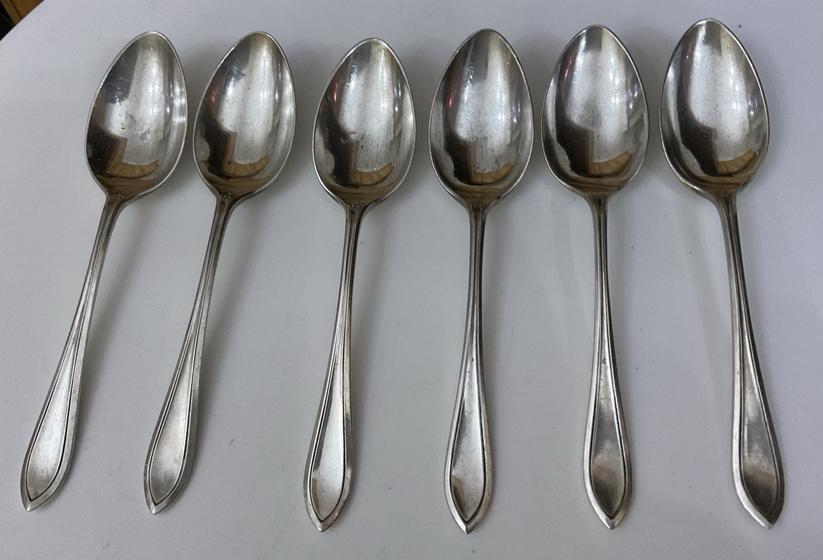 4 X Goldsmiths & Silversmiths Deco 17cm Silver Plate Dessert Spoons