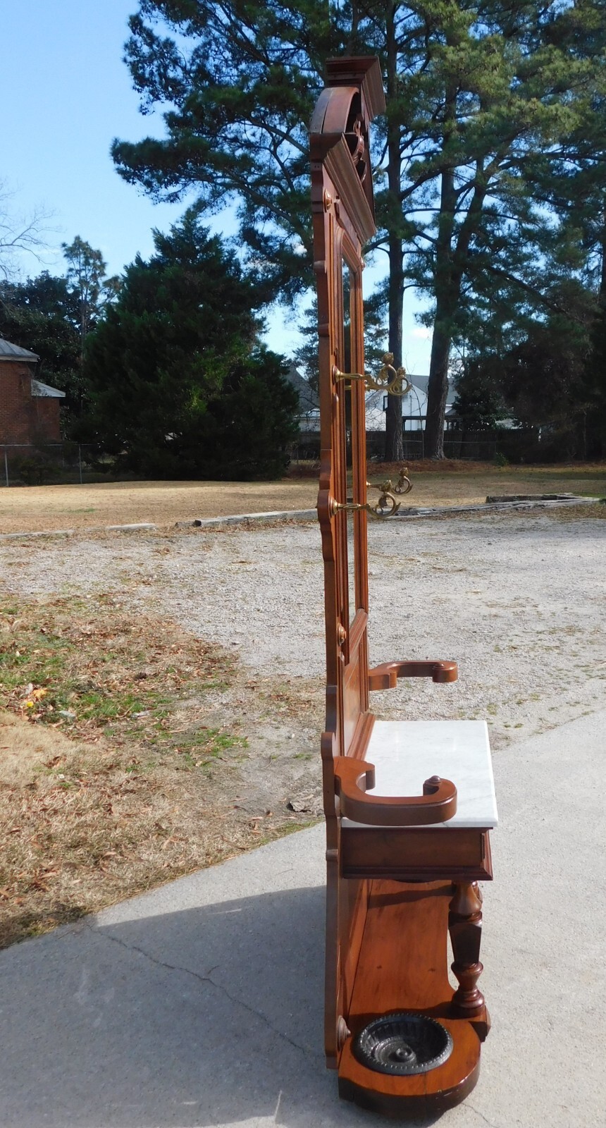 Marble Top Walnut Victorian Hall Tree/Etagere