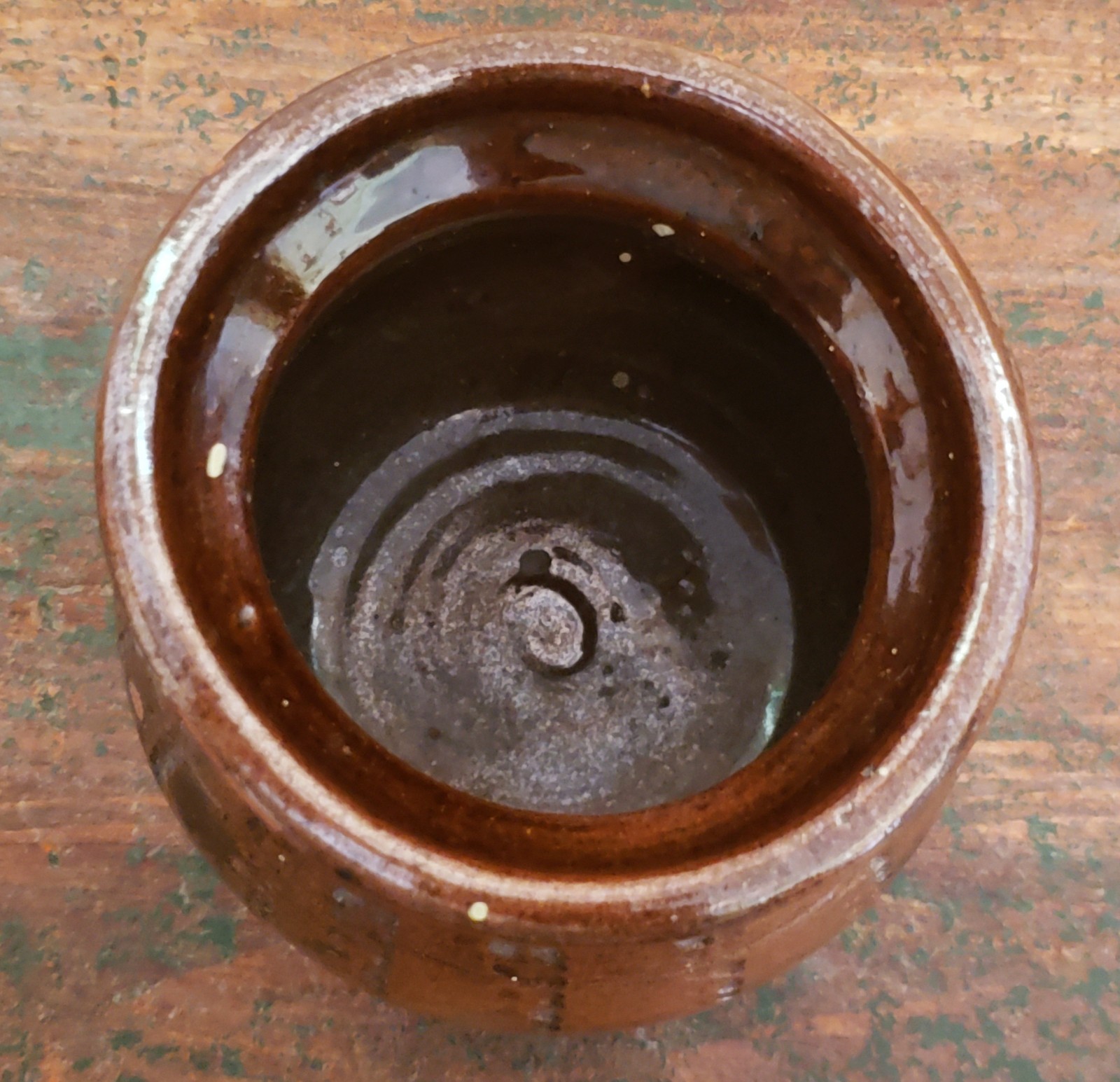 20TH Cent HENRY SCHOFIELD MD Coggle Decorated BROWN GLAZE REDWARE SUGAR BOWL