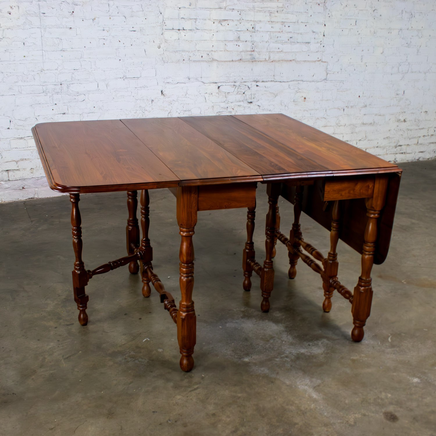 William Mary Style Dining Table Walnut Drop Leaf Expanding Gateleg by Abernathy