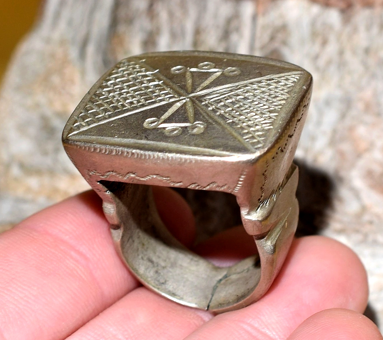 African Antique Heavy Tuareg Ethnic Tribal Ring Niger, Africa – Ring Size 8 1/2