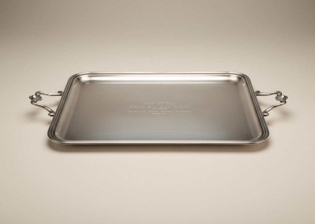 Christofle Regent High Quality Silver Plate Tray 26.6″ Diplomat Engraved France