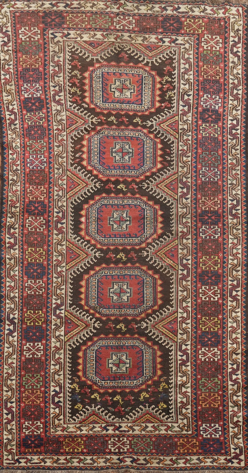 Pre-1900 Antique Wool Area Rug 4×8 Ft Hand-Knotted Traditional Oriental Carpet