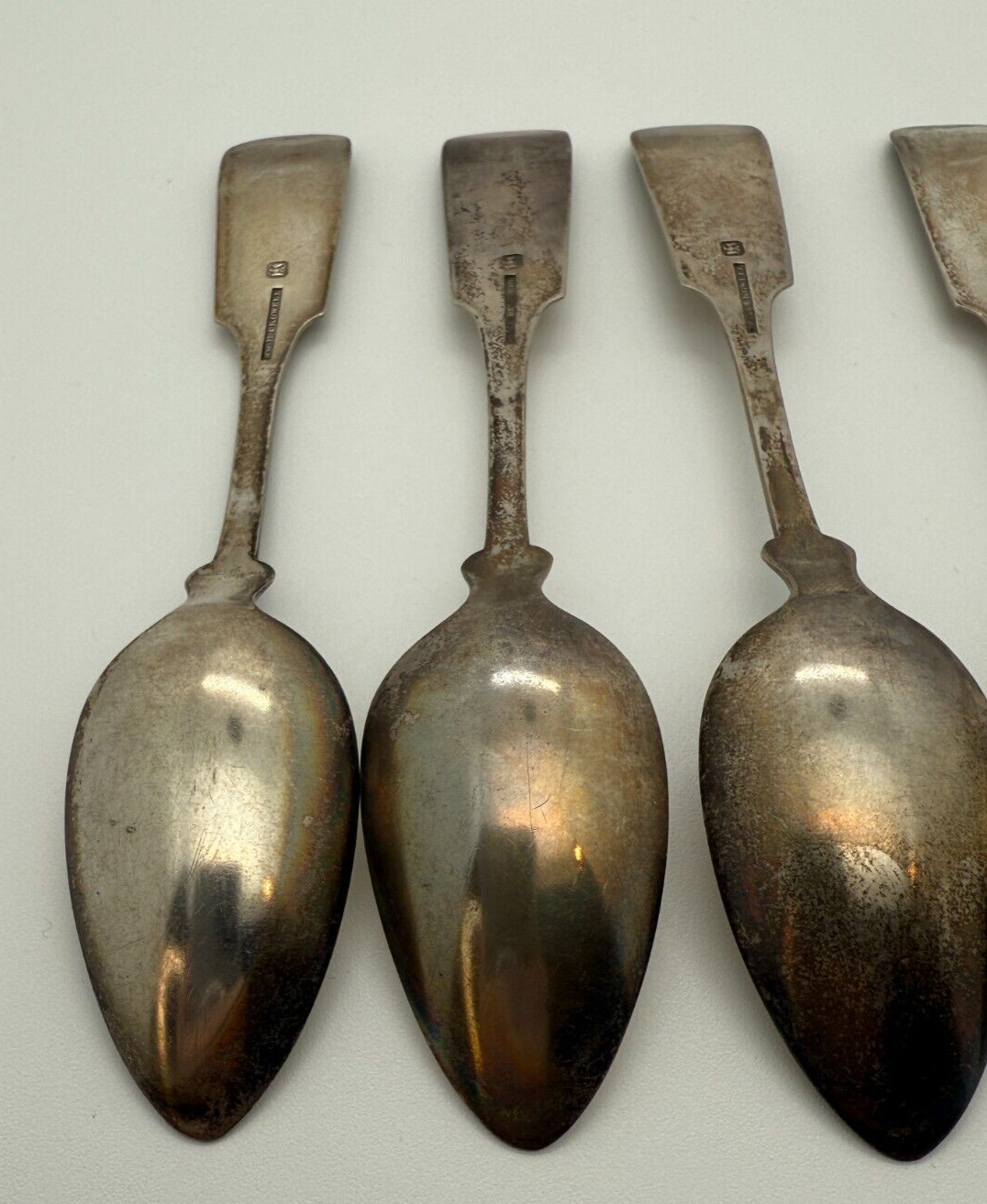 Antique Coin Silver Spoons Set 6 Crowell Hartford CT Eagle Mark 86g