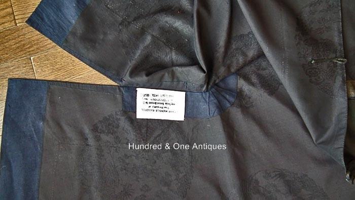Antique Chinese Qing Dynasty Robe Dark Blue Gauze Silk with Dragon & Phoenix