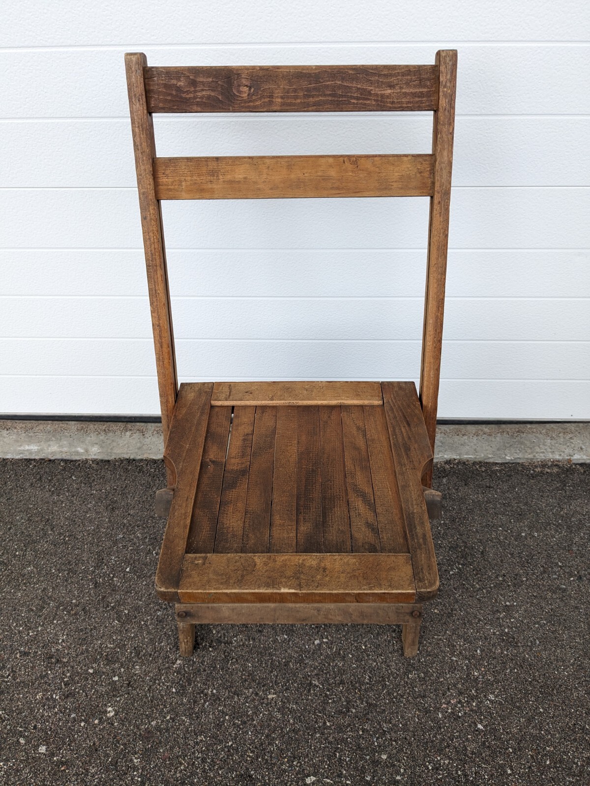 Vintage Oak Wooden Folding Slat Chair Sturdy (M)