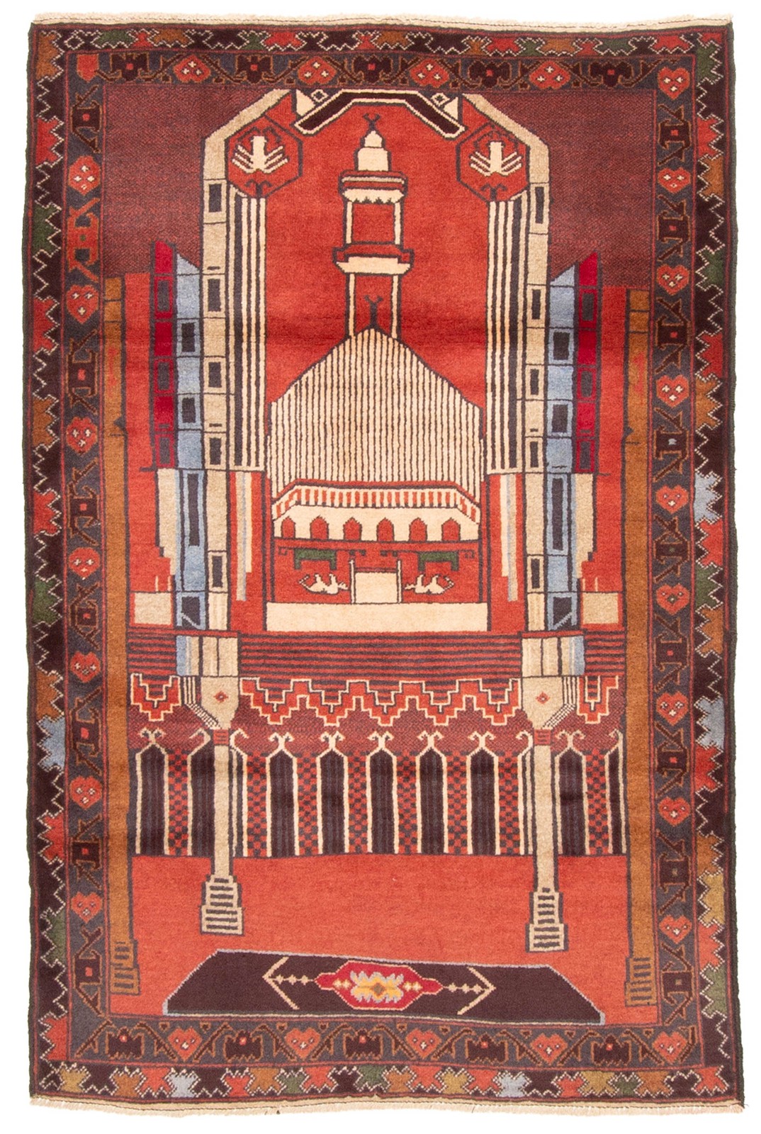Vintage Hand-Knotted Area Rug 3’1″ x 4’8″ Traditional Oriental Wool Carpet