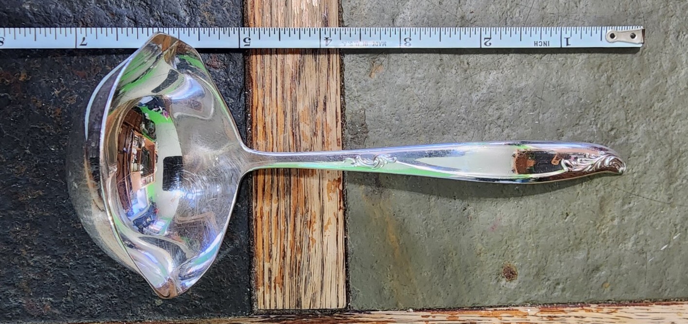 ✅ MID CENTURY c1958 WOODSONG PATTERN SILVERPLATED GRAVY 🤎 LADLE