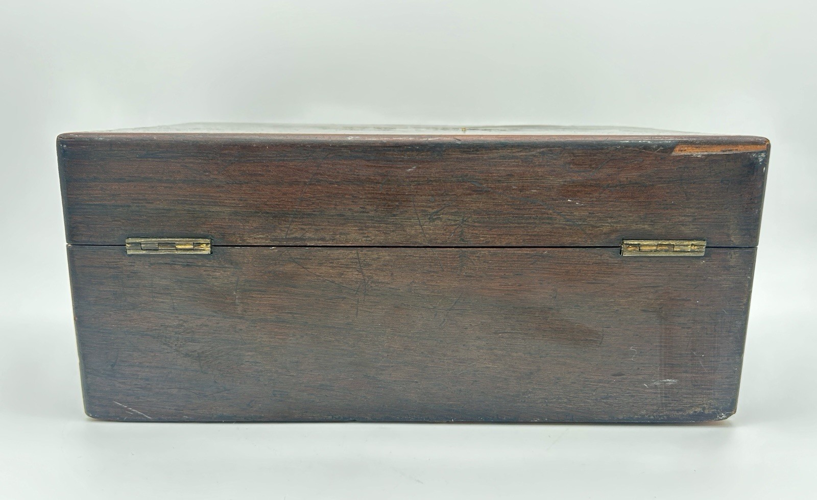 Antique Rosewood Inlaid Mother of Pearl Sewing Box Jewelry Trinket Chest