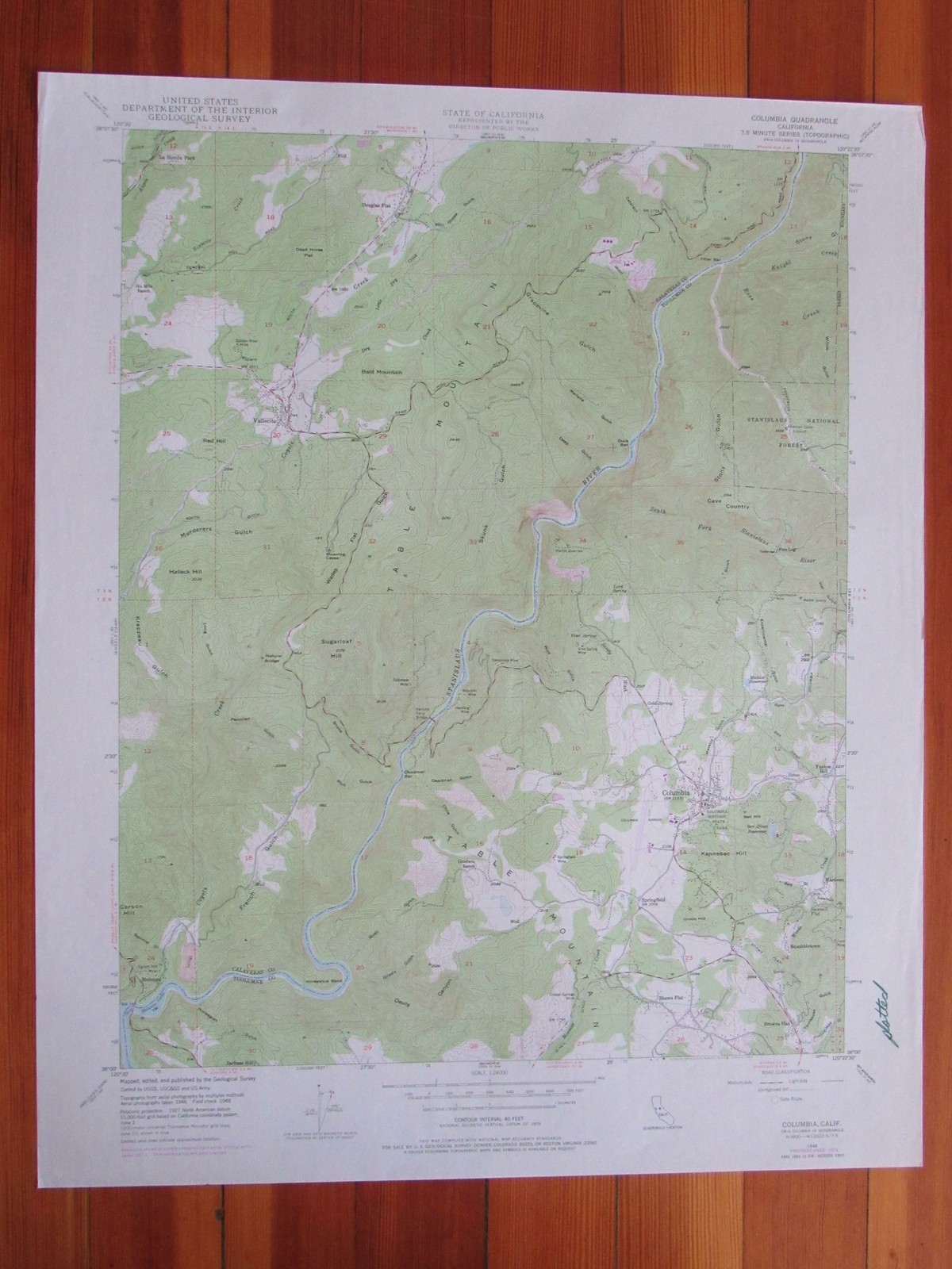 Columbia California 1977 Original Vintage USGS Topo Map