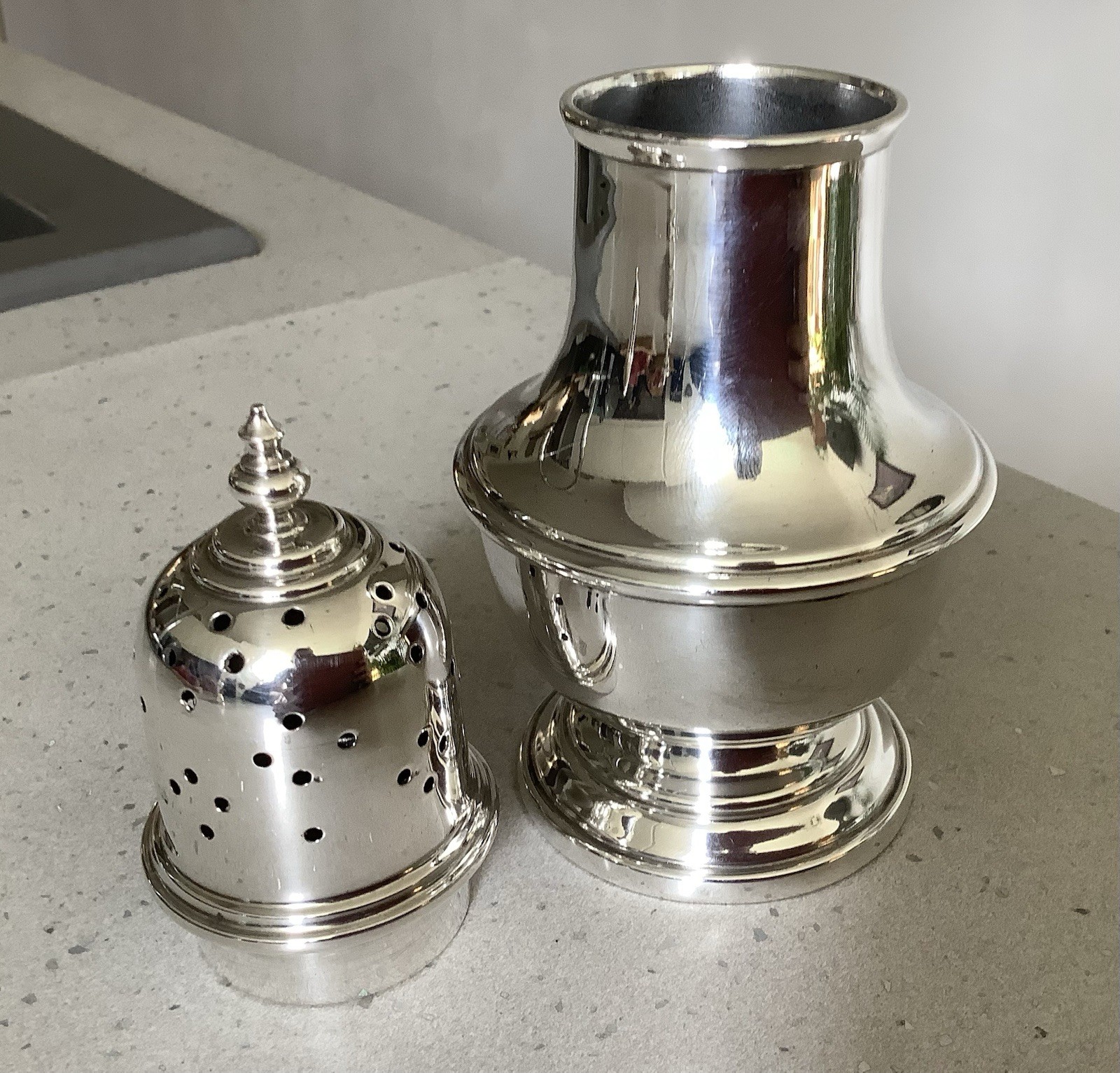 Antique Silver Plated Large Sugar Sifter Shaker. 17cm. Immaculate.