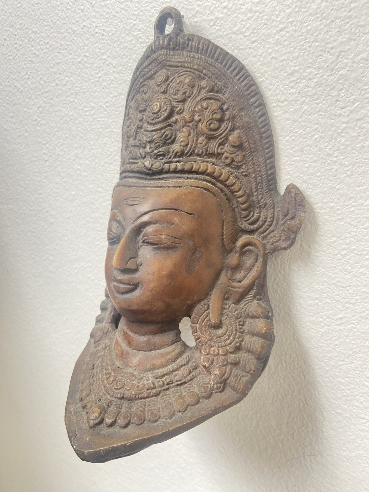ANTIQUE Carved Buddah Goddess OF TARA Wall Art