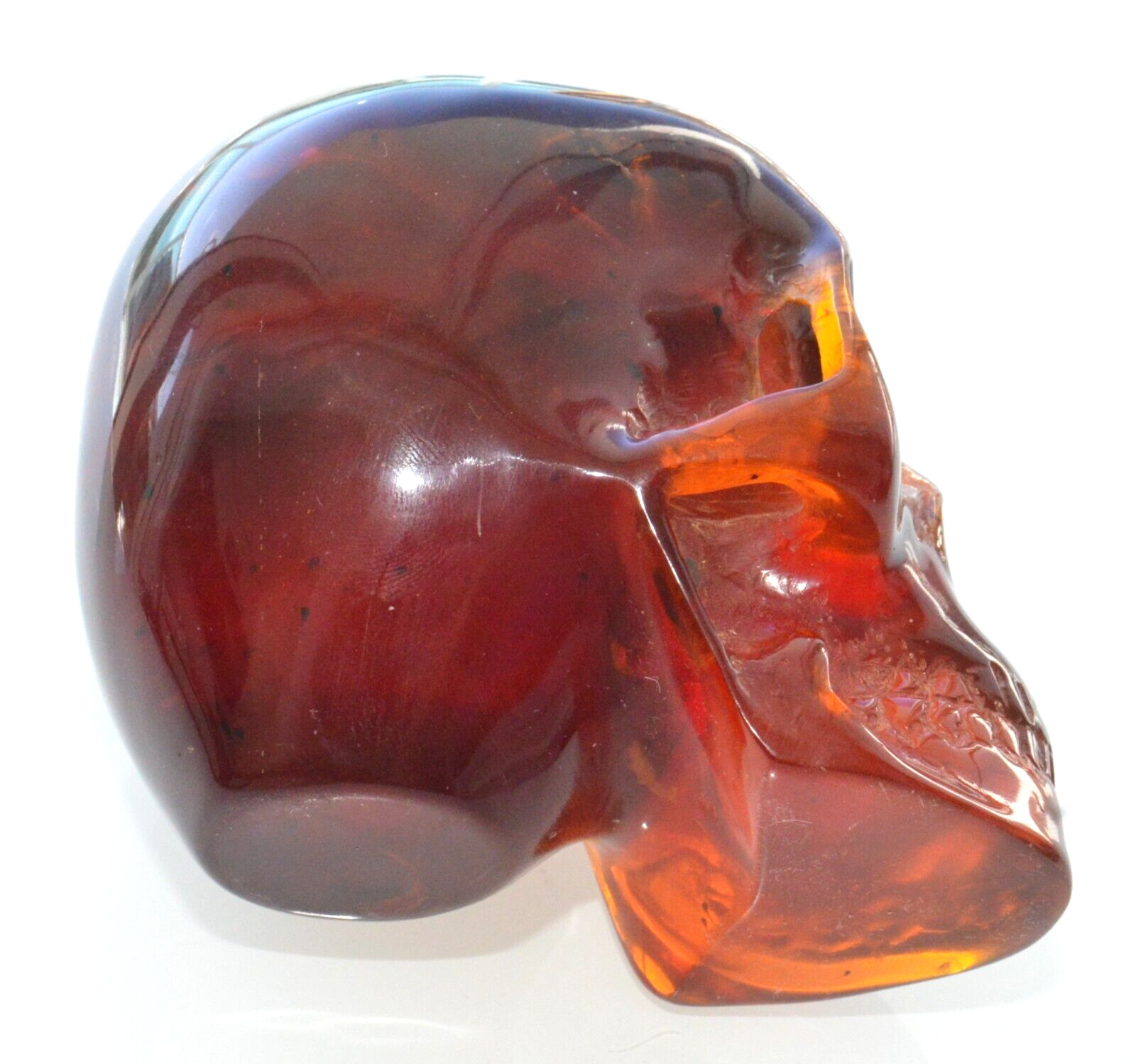 ✅563gr RUSSIAN SOVIET BALTIC SEA CHERY AMBER STATUE SKULL STONE ROCK BEAD 琥珀 PIN