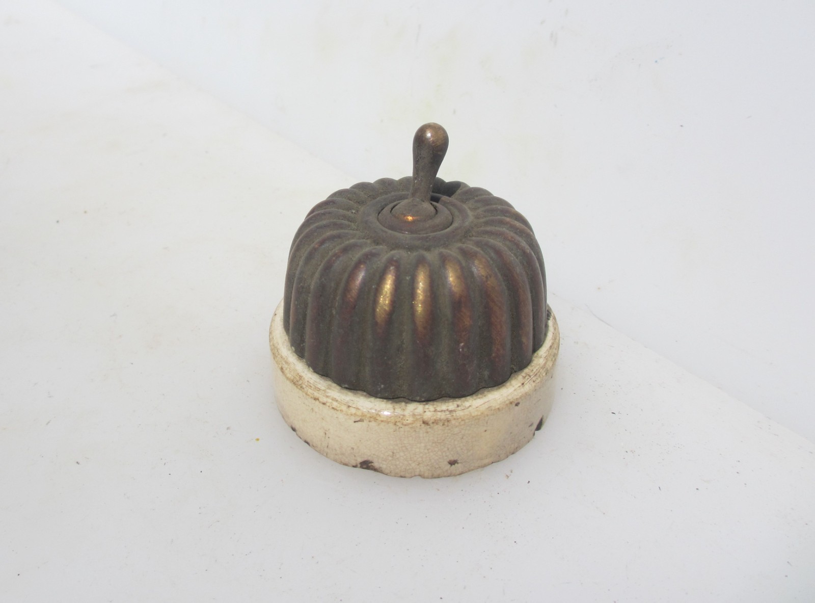 Antique Brass & Ceramic Light Switch Old Dolly Toggle Victorian Jelly Mould