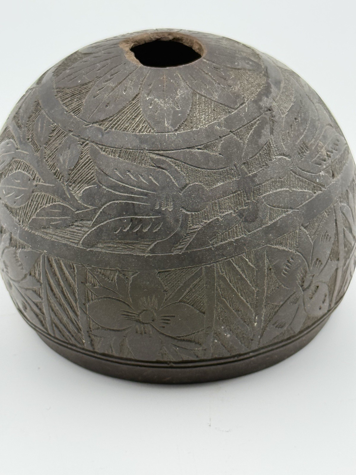 Antique Hand-Carved Coconut Shell Vessel / Bowl