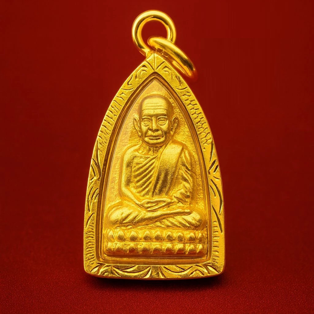Phra LP Tuad Pendant Gold Micron Plated Talisman Thai Buddha Amulet
