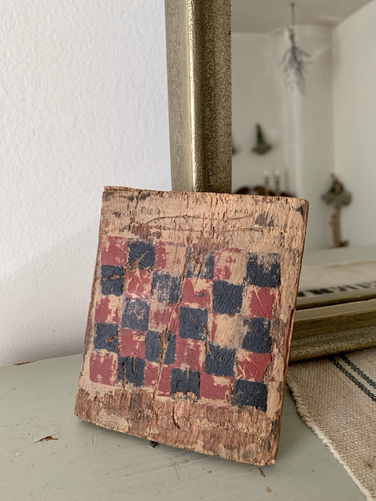 Primitive Antique Style Checkerboard Folk Art Game Board 19th C. Early American