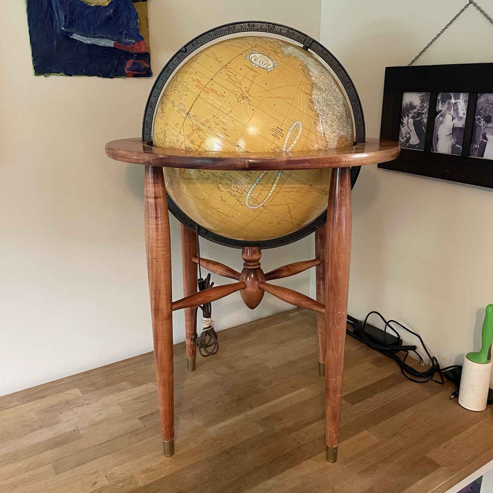 Cram’s Political Terrestrial 16” Globe Lighted Floor-Stand Model 1950s