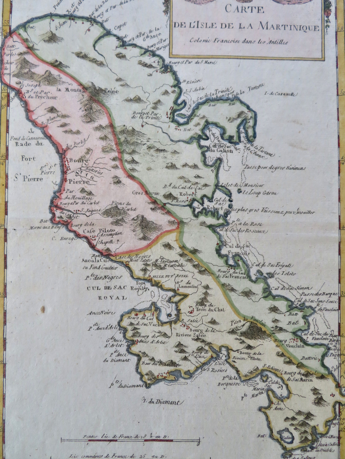 Martinique Windward Isles Lesser Antilles Caribbean 1780 Bonne engraved map
