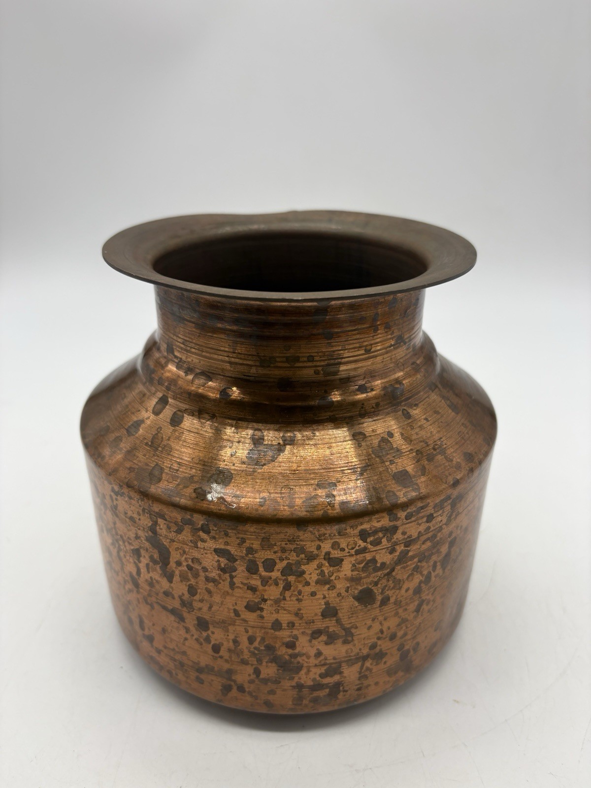 OLD VINTAGE RARE HANDMADE RICH PATINA COPPER BIG HOLY WATER POT COLLECTIBLE