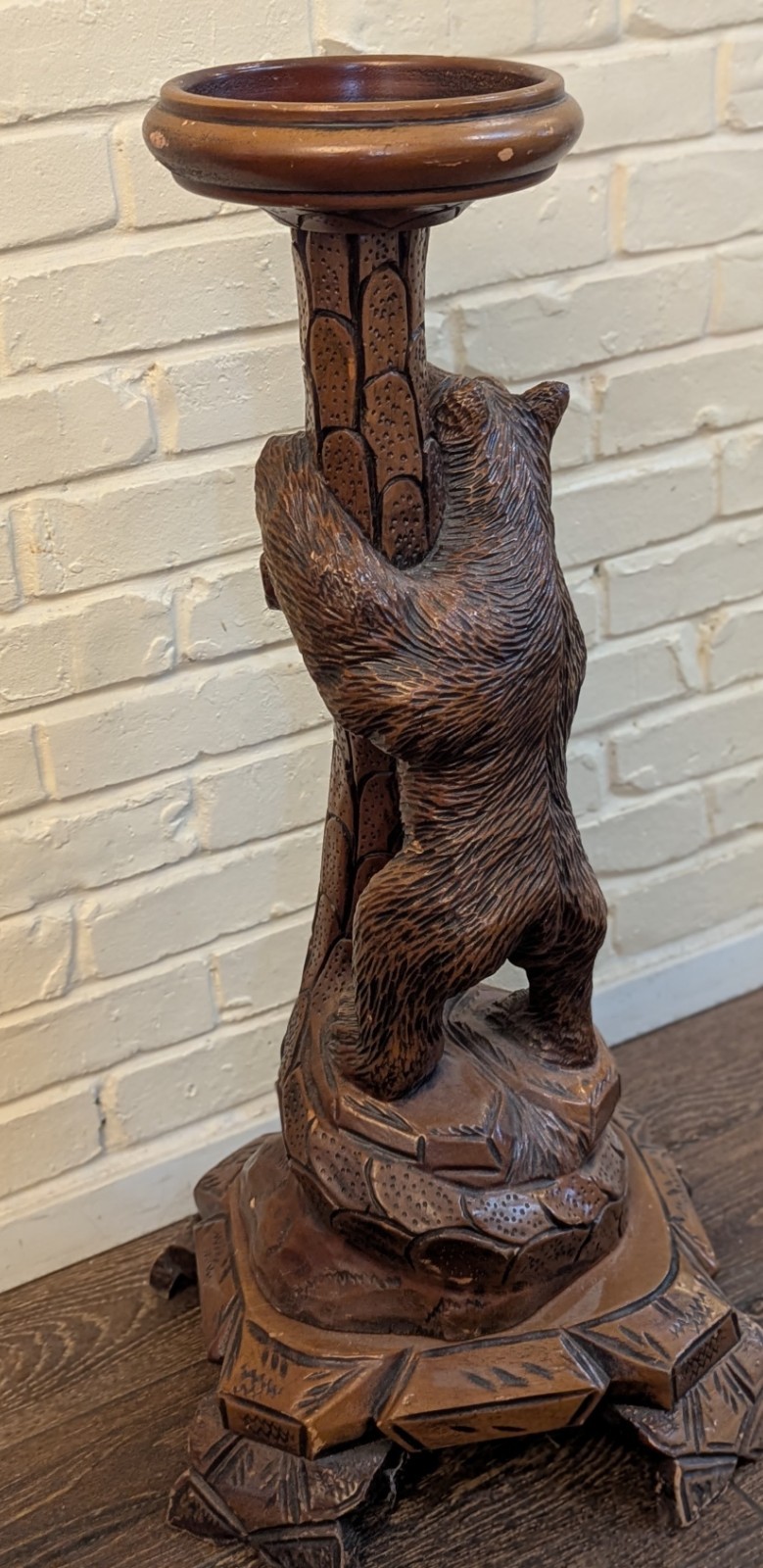 Antique Black Forest Bear Side Table Stand Card Holder 31″ Tall
