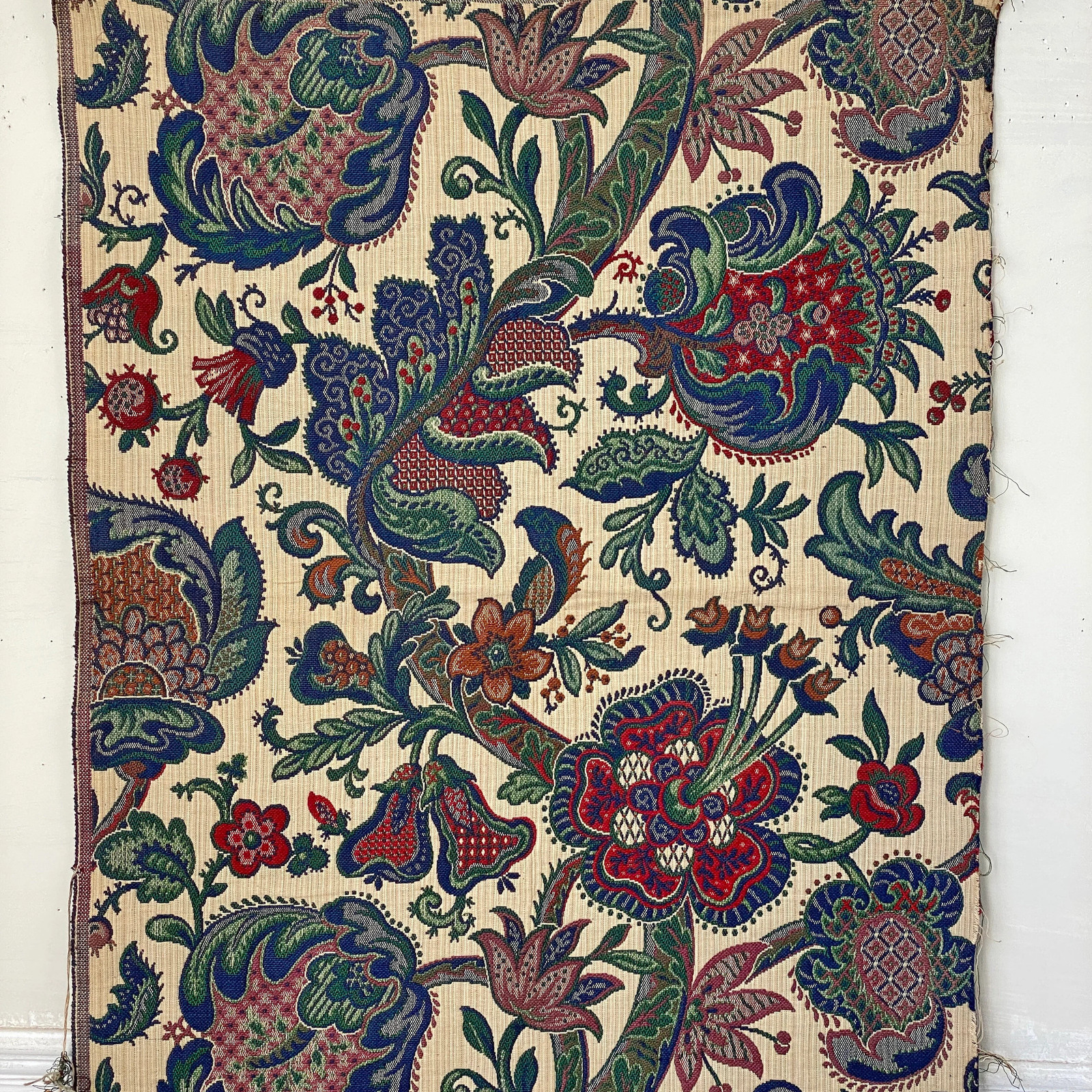 Antique Palampore inspired Indienne 1926 French Jacquard fabric sample UNUSED v
