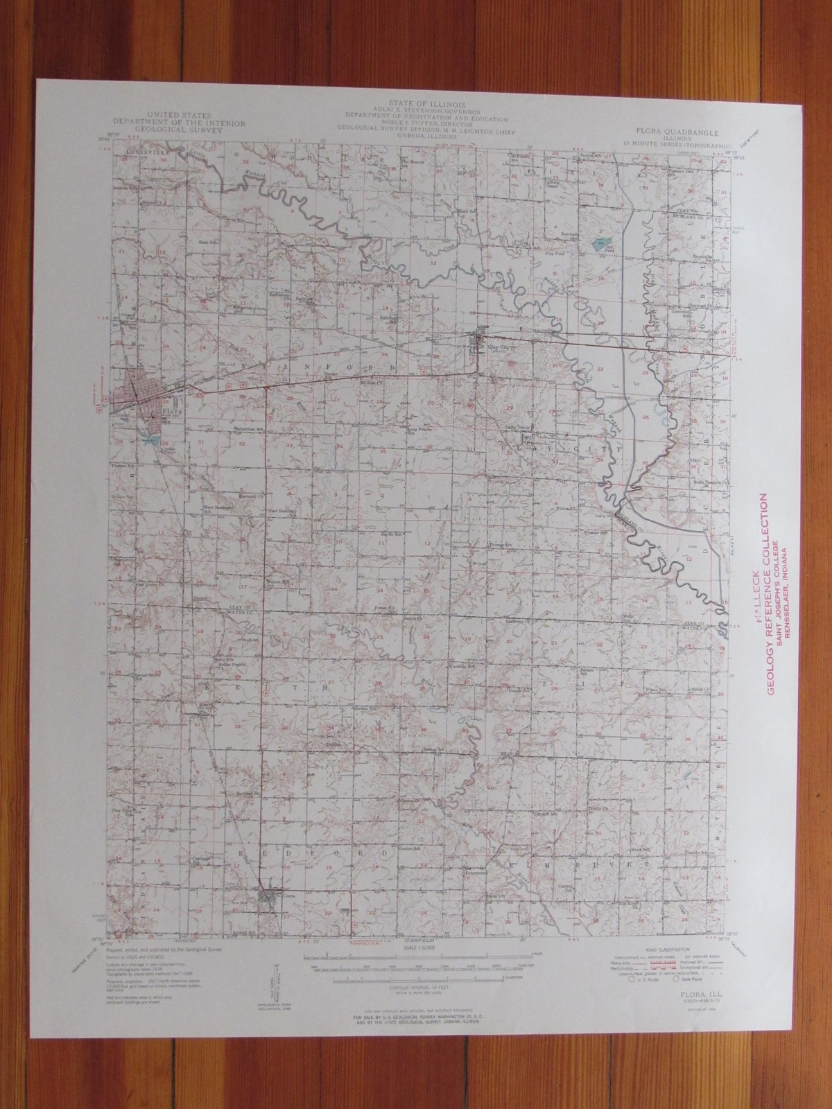Flora Illinois 1949 Original Vintage USGS Topo Map