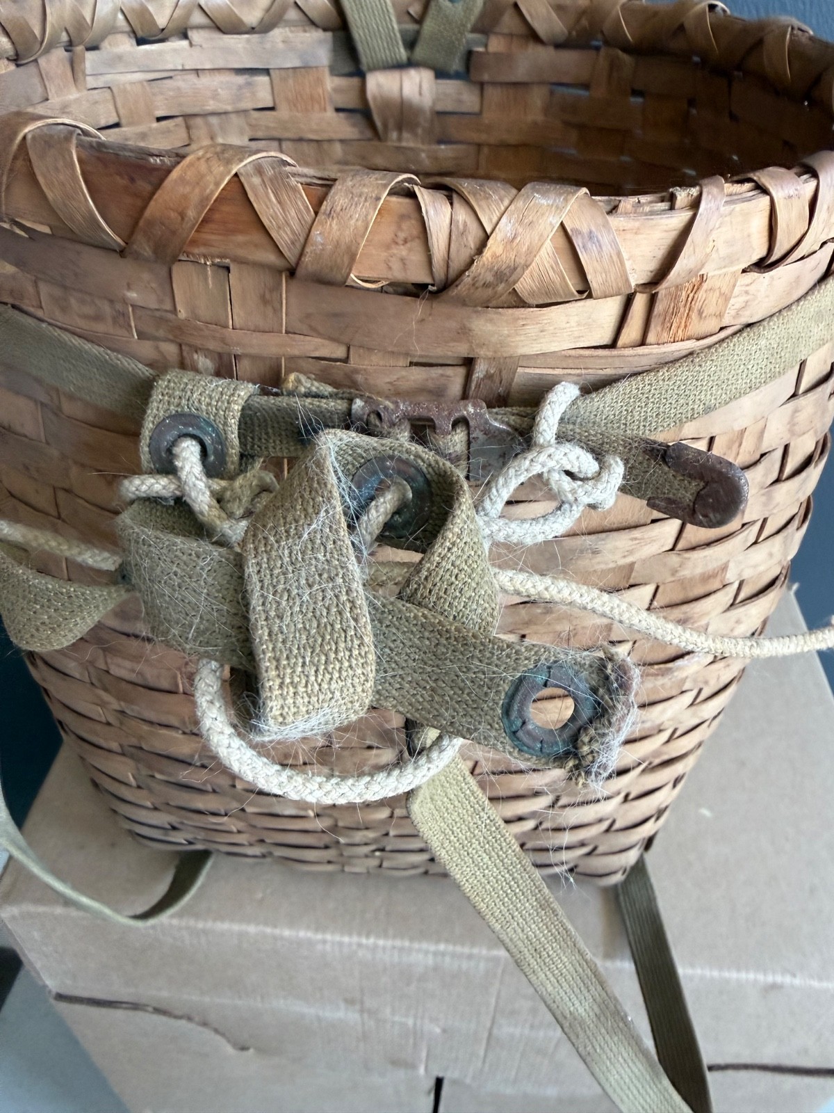 Antique Early Adirondack Back Pack Basket Original Straps – Girl Scouts